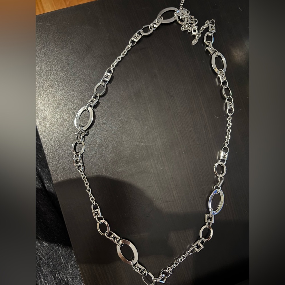 Long Oval Silver Necklace